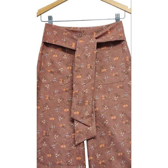 Tach Clothing Womens XS Cordouroy Pants Tie Front Wide Leg Floral Print - Picture 4 of 8